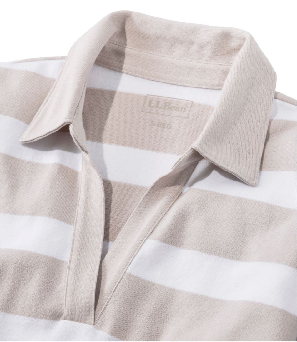Women's Heritage Mariner Top, Splitneck Polo Three-Quarter-Sleeve, Block Stripe - Image 4