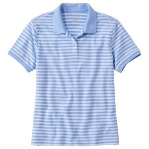 Women's Premium Double L Polo, Short-Sleeve Relaxed Fit Stripe