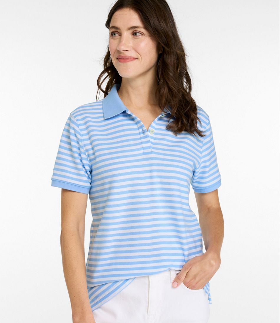 Women's Premium Double L Polo, Short-Sleeve Relaxed Fit Stripe - Image 2