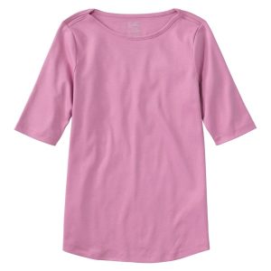 Women's Pima Cotton Tee, Elbow-Sleeve Boatneck