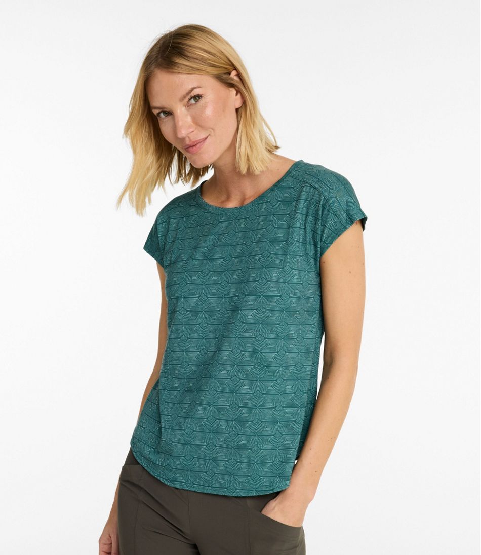 Women's Streamside Tee, Short-Sleeve Ruched Crew Print - Image 2