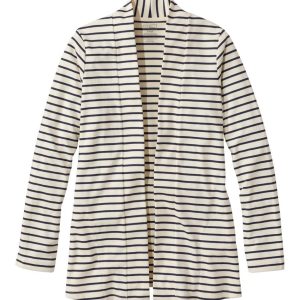 Women's Pima Cotton Open Cardigan, With Pockets Stripe