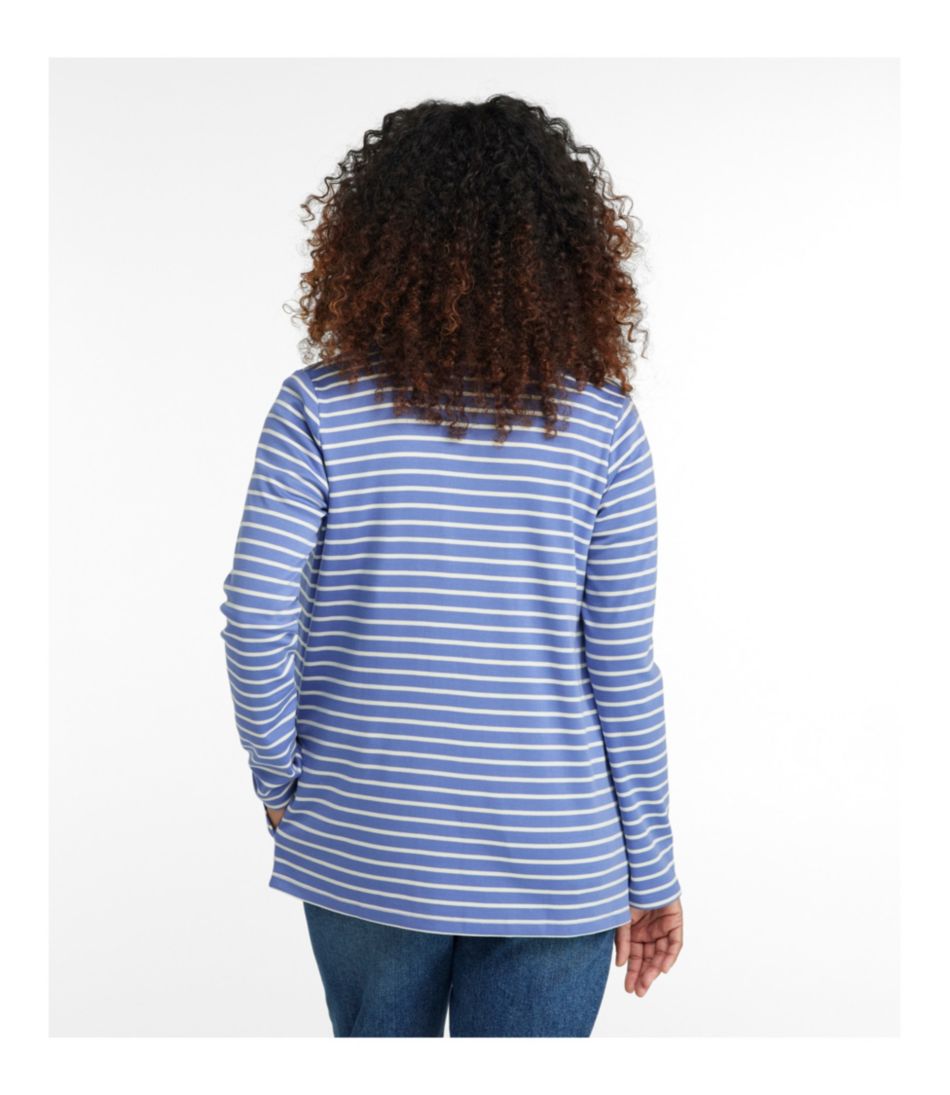 Women's Pima Cotton Open Cardigan, With Pockets Stripe - Image 3