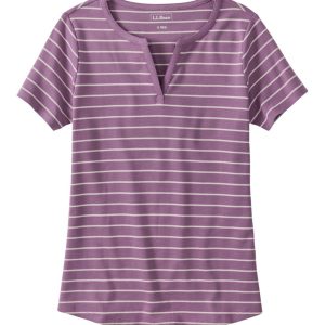 Women's L.L.Bean Tee, Short-Sleeve Notch-Neck Stripe