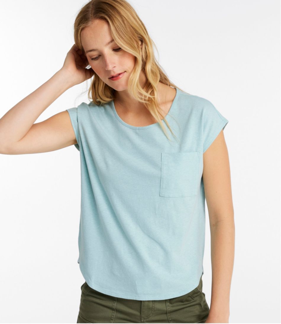 Women's Linen/Cotton Tee, Short-Sleeve Scoopneck - Image 2