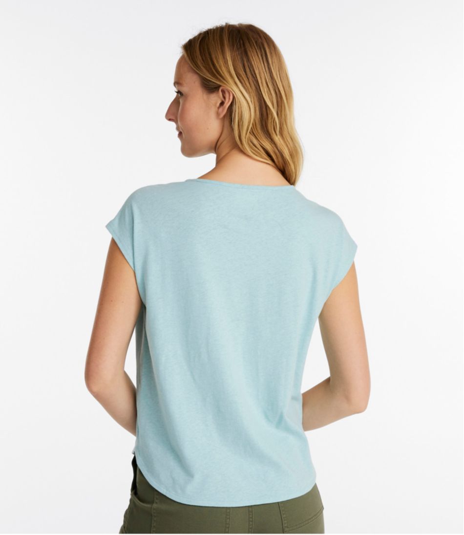 Women's Linen/Cotton Tee, Short-Sleeve Scoopneck - Image 3