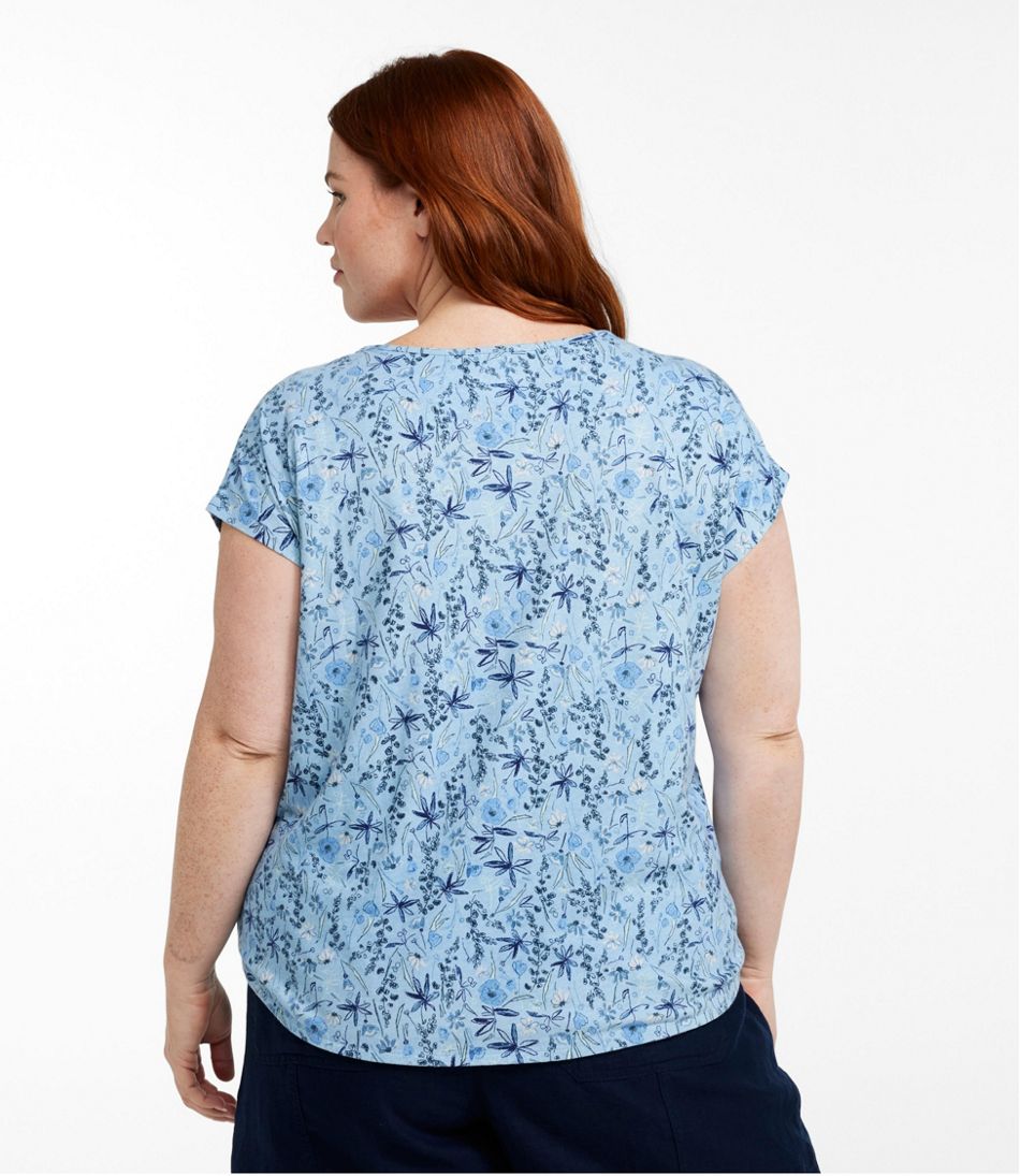 Women's Linen/Cotton Tee, Short-Sleeve Scoopneck Print - Image 3