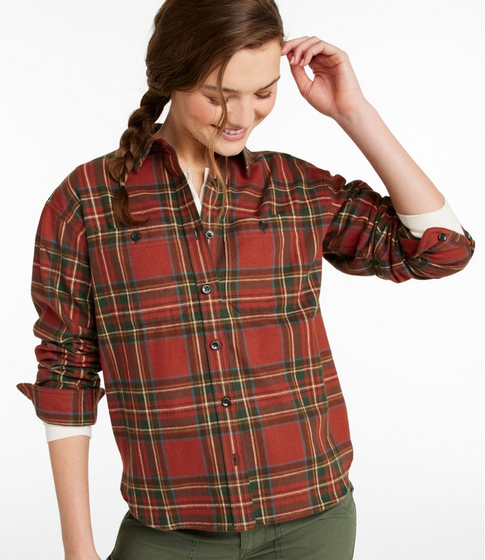 Women's Scotch Plaid Flannel Shirt, Boyfriend - Image 2
