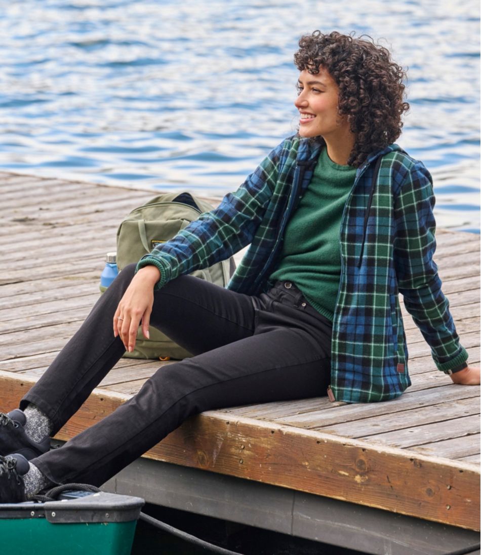 Women's Scotch Plaid Flannel Shirt, Relaxed Zip Hoodie - Image 11