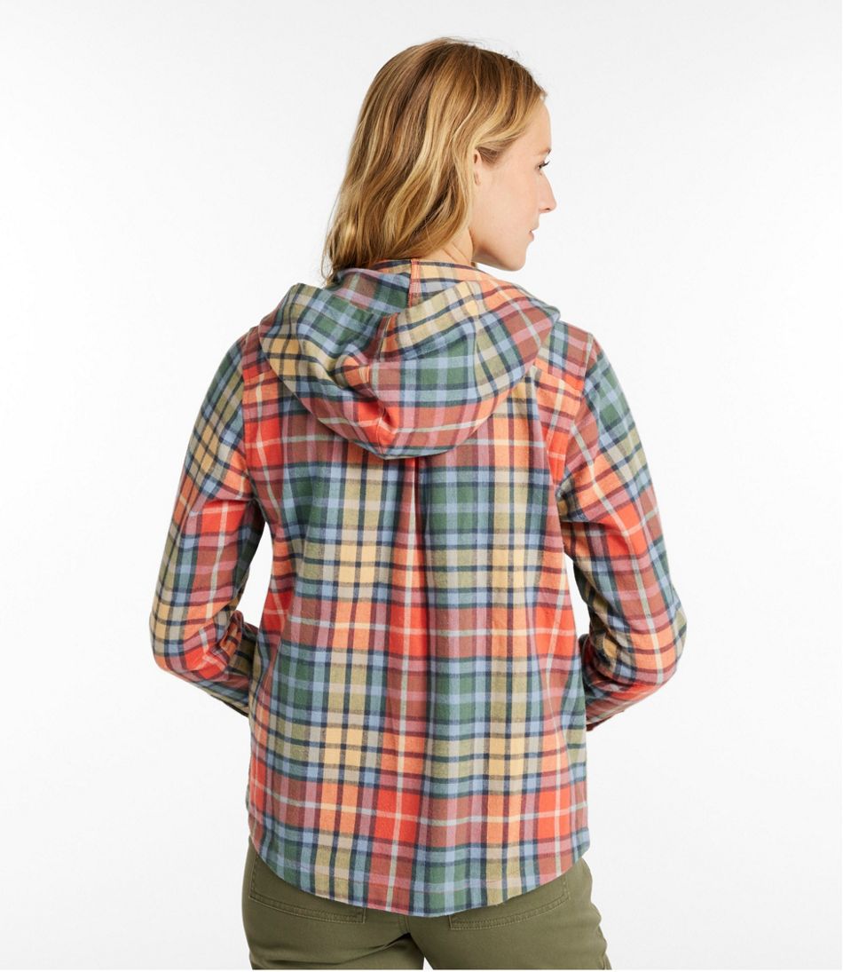 Women's Scotch Plaid Flannel Shirt, Relaxed Zip Hoodie - Image 3
