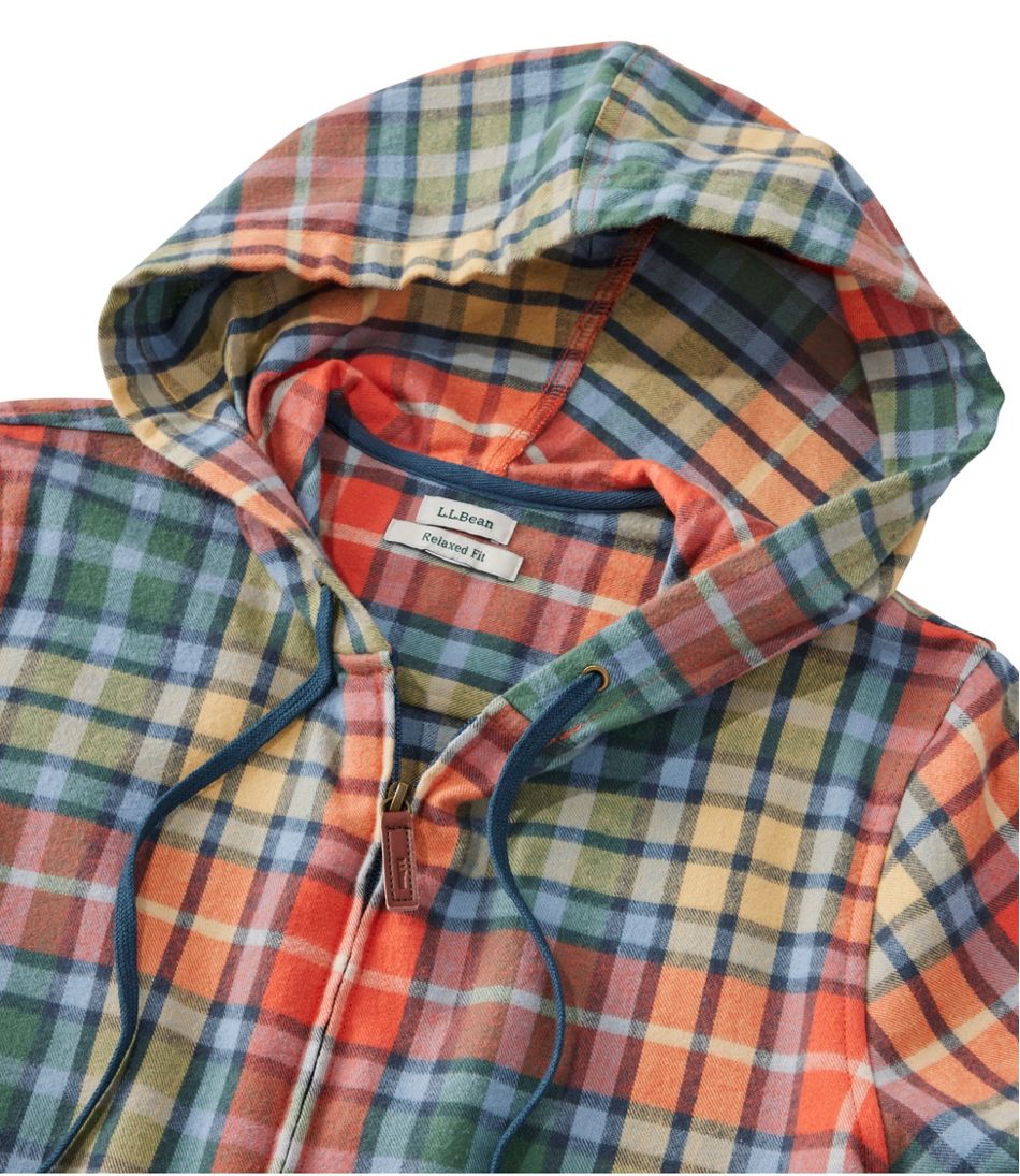 Women's Scotch Plaid Flannel Shirt, Relaxed Zip Hoodie - Image 4