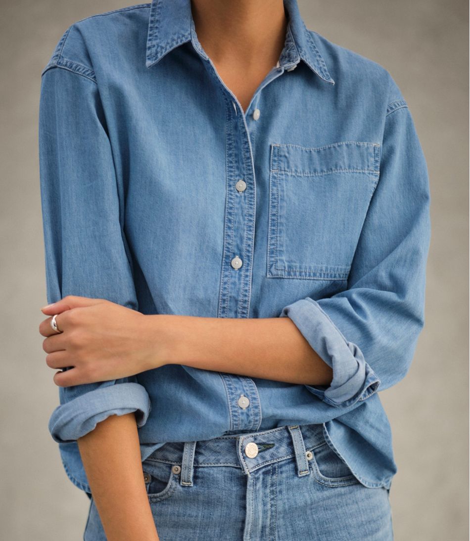 Women's L.L.Bean Denim Boyfriend Shirt - Image 11