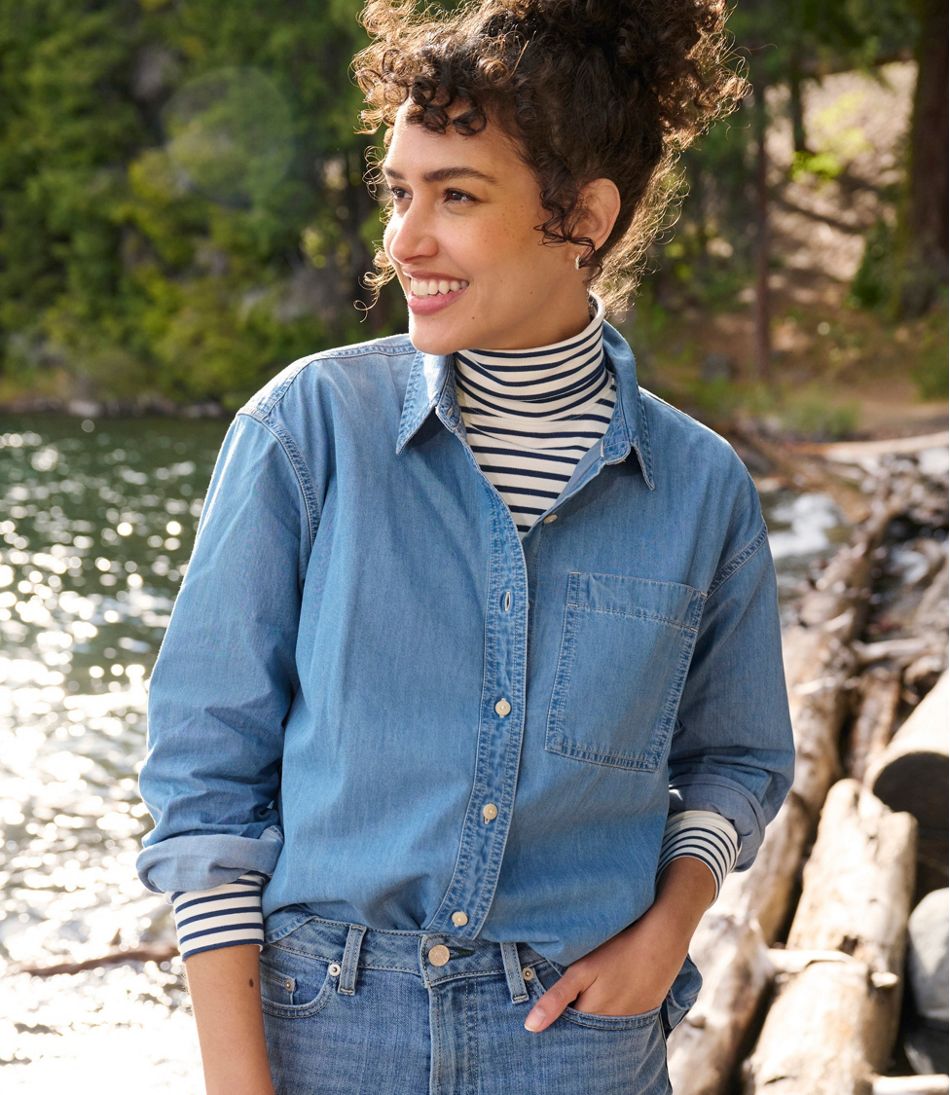 Women's L.L.Bean Denim Boyfriend Shirt - Image 6