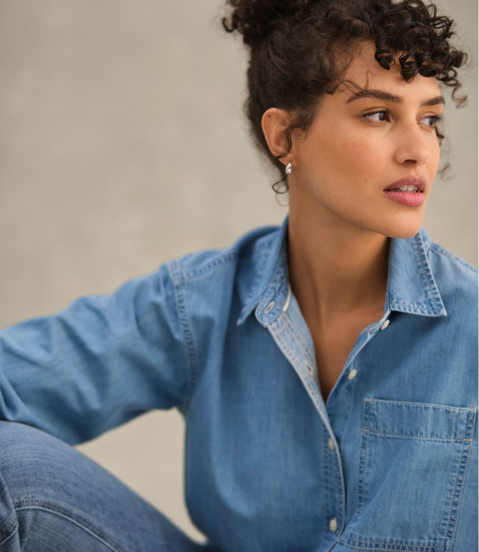 Women's L.L.Bean Denim Boyfriend Shirt - Image 8