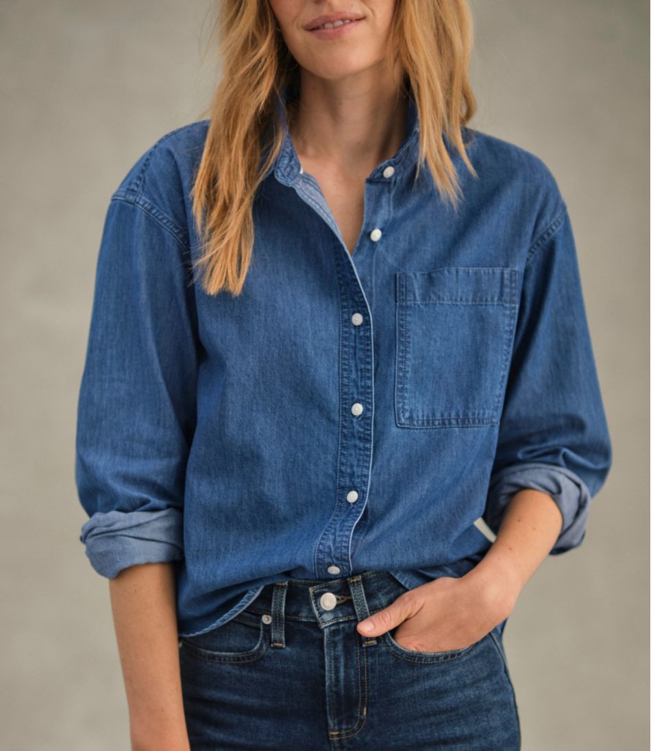 Women's L.L.Bean Denim Boyfriend Shirt - Image 9