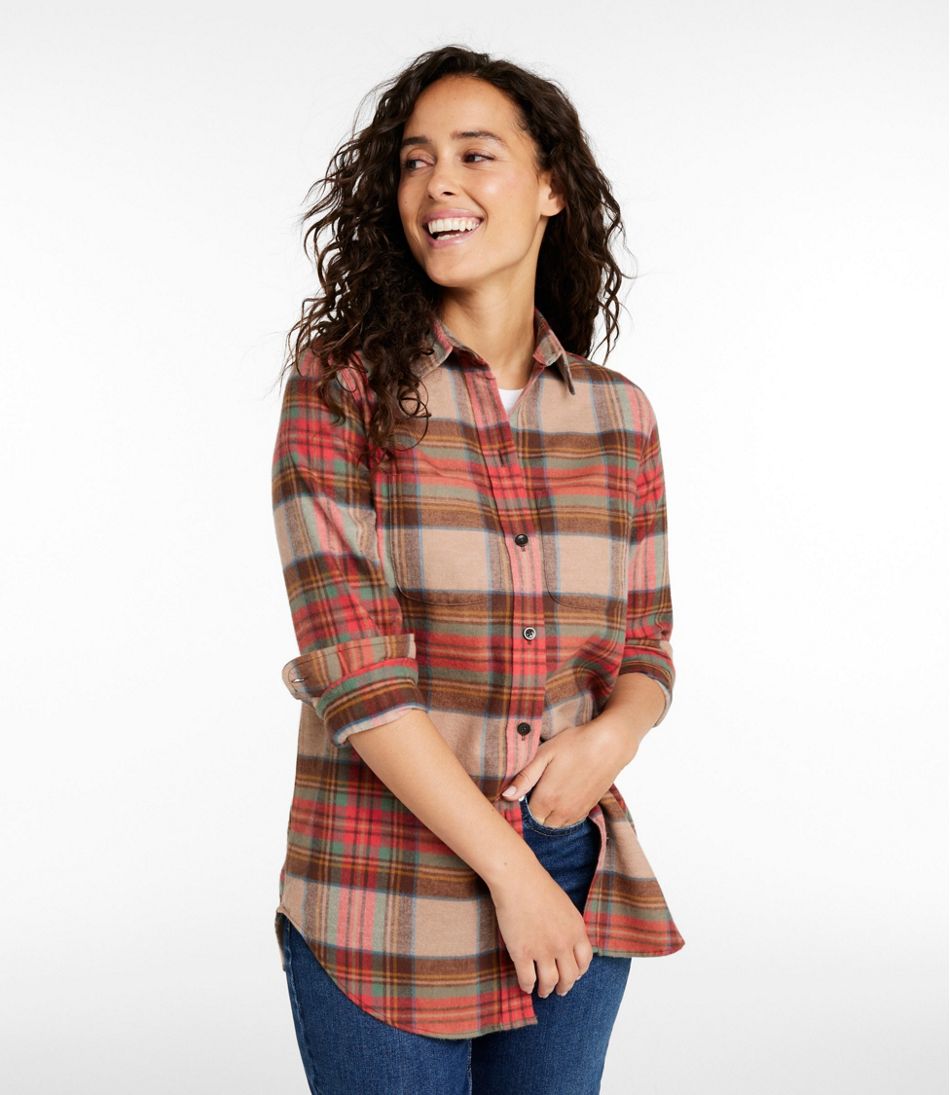 Women's Scotch Plaid Flannel Shirt, Tunic - Image 2
