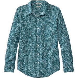 Women's Wrinkle-Free Pinpoint Oxford Shirt, Relaxed Fit Long-Sleeve Print