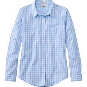 Women's Wrinkle-Free Pinpoint Oxford Shirt, Long-Sleeve Relaxed Fit Plaid