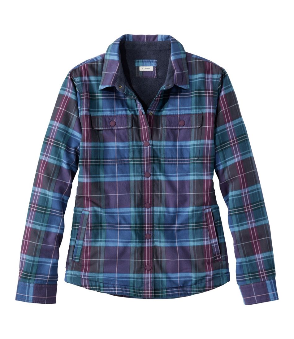 Women's Fleece-Lined Flannel Shirt, Snap-Front Plaid