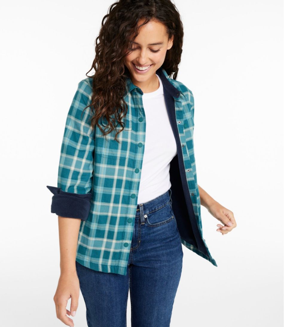 Women's Fleece-Lined Flannel Shirt, Snap-Front Plaid - Image 2