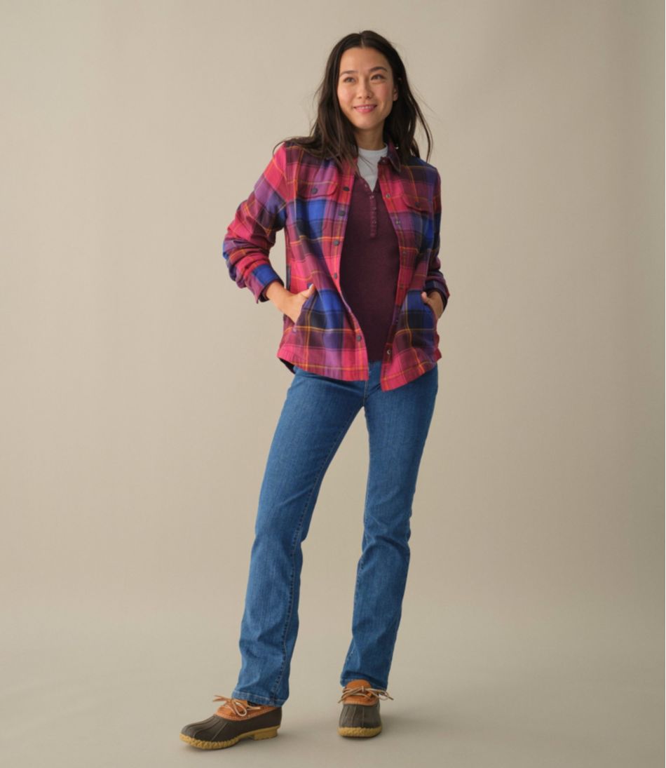 Women's Fleece-Lined Flannel Shirt, Snap-Front Plaid - Image 7