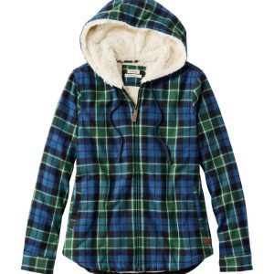 Women's Scotch Plaid Flannel Shirt, Sherpa-Lined Zip Hoodie