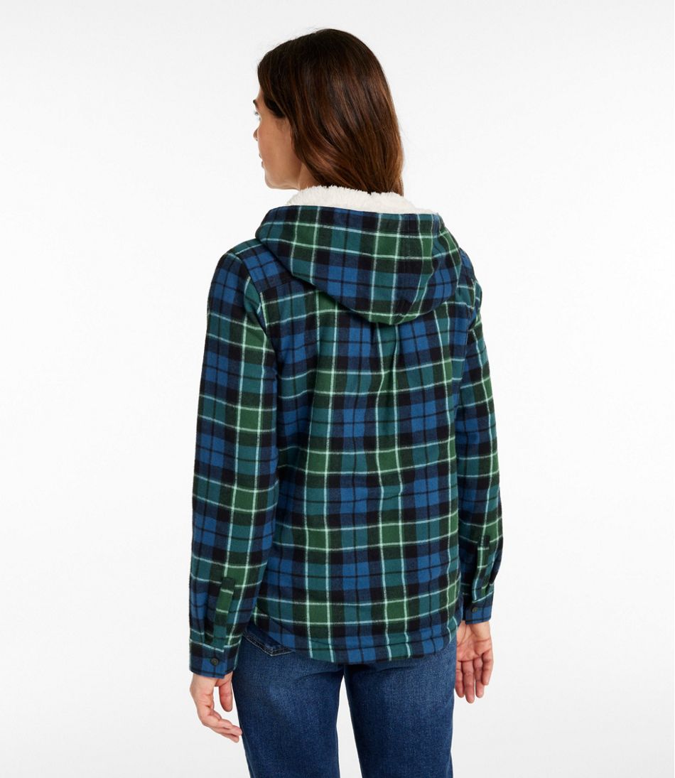 Women's Scotch Plaid Flannel Shirt, Sherpa-Lined Zip Hoodie - Image 3