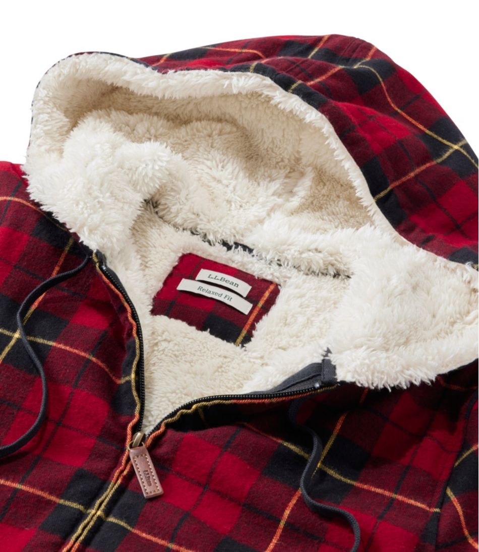 Women's Scotch Plaid Flannel Shirt, Sherpa-Lined Zip Hoodie - Image 4
