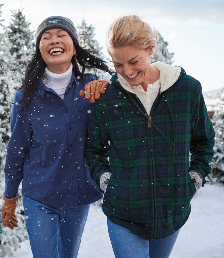 Women's Scotch Plaid Flannel Shirt, Sherpa-Lined Zip Hoodie - Image 6