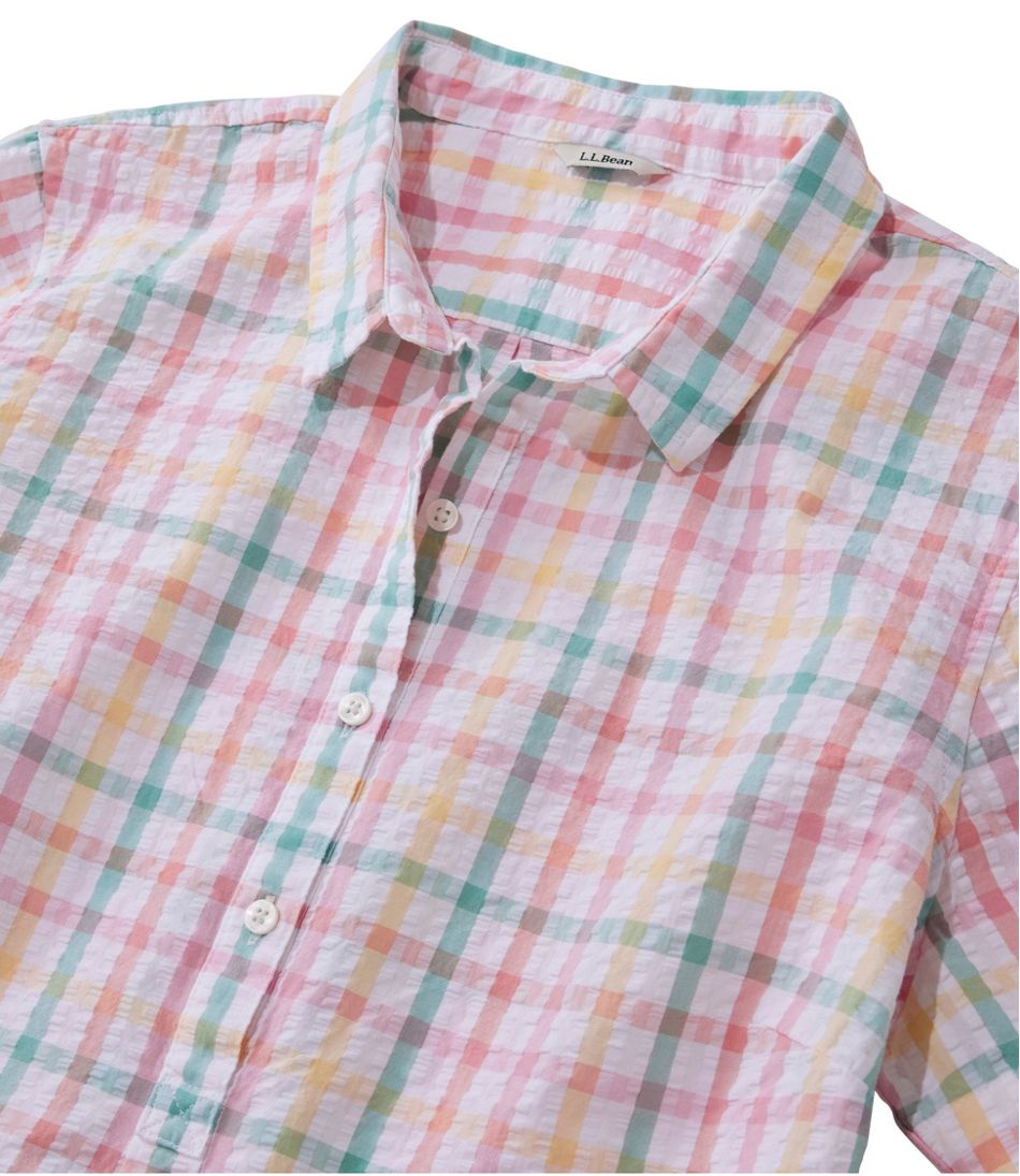 Women's Vacationland Seersucker Shirt, Short-Sleeve Popover Plaid - Image 4