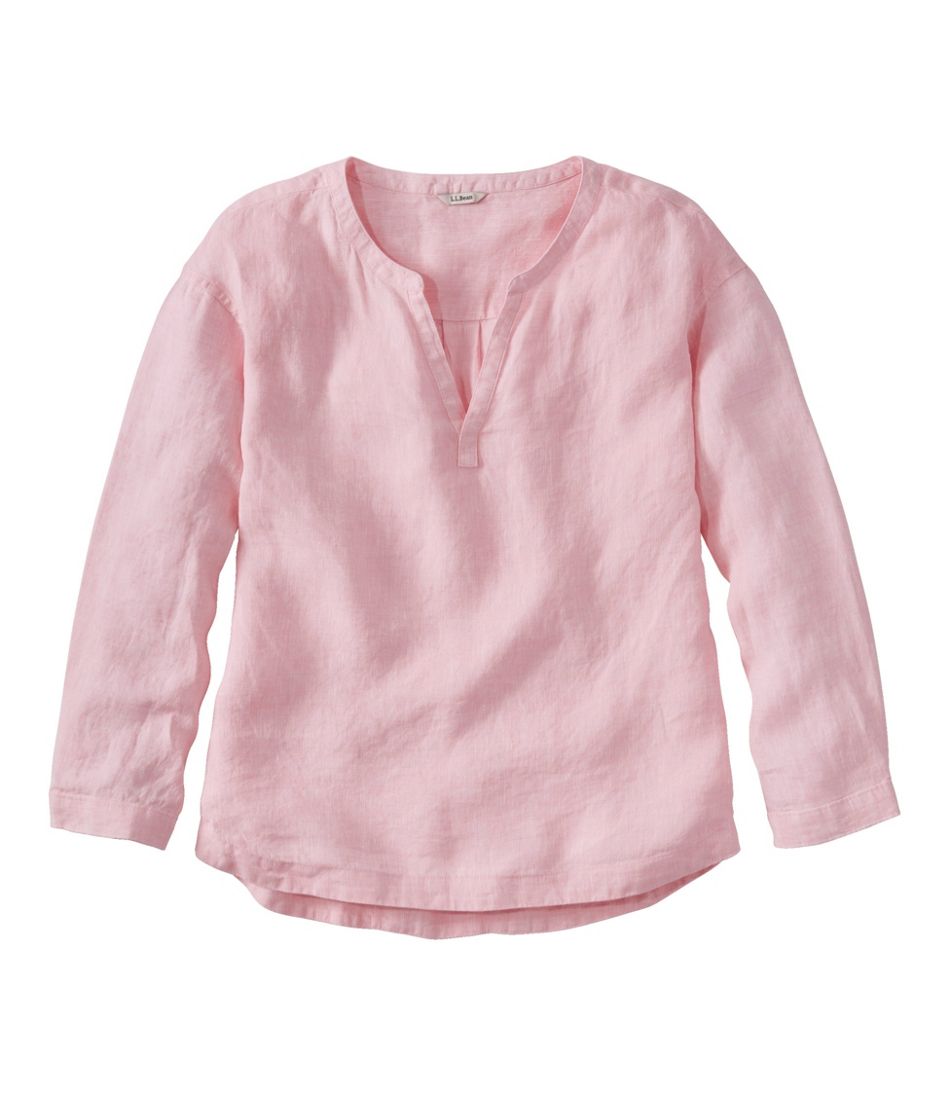 Women's Premium Washable Linen Shirt, Splitneck