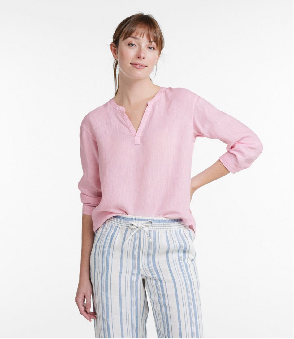Women's Premium Washable Linen Shirt, Splitneck - Image 2
