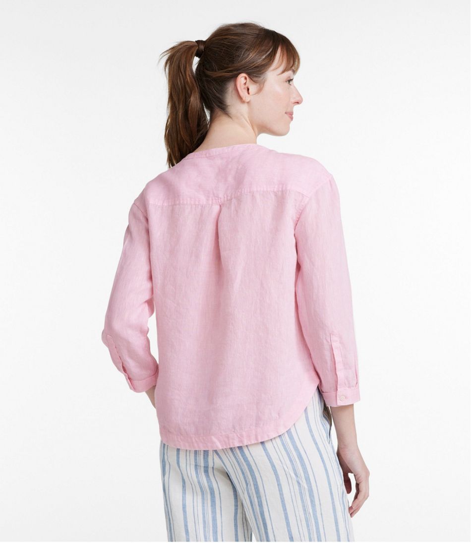 Women's Premium Washable Linen Shirt, Splitneck - Image 3