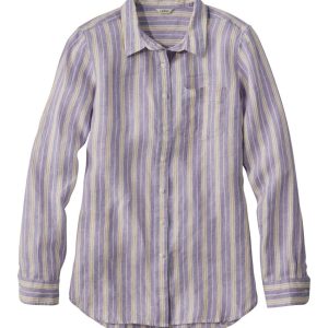 Women's Premium Washable Linen Shirt, Tunic Stripe