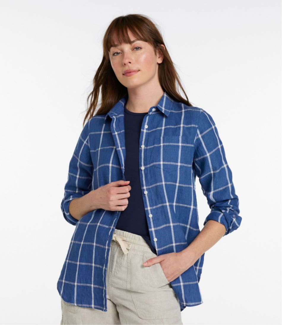 Women's Premium Washable Linen Shirt, Tunic Stripe - Image 2