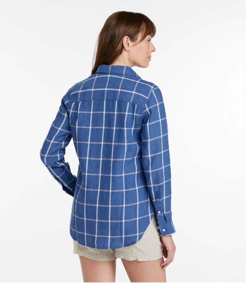 Women's Premium Washable Linen Shirt, Tunic Stripe - Image 3