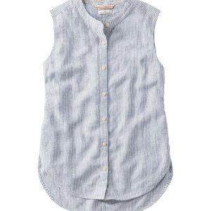 Women's Signature Linen-Blend Button-Front Shirt, Sleeveless