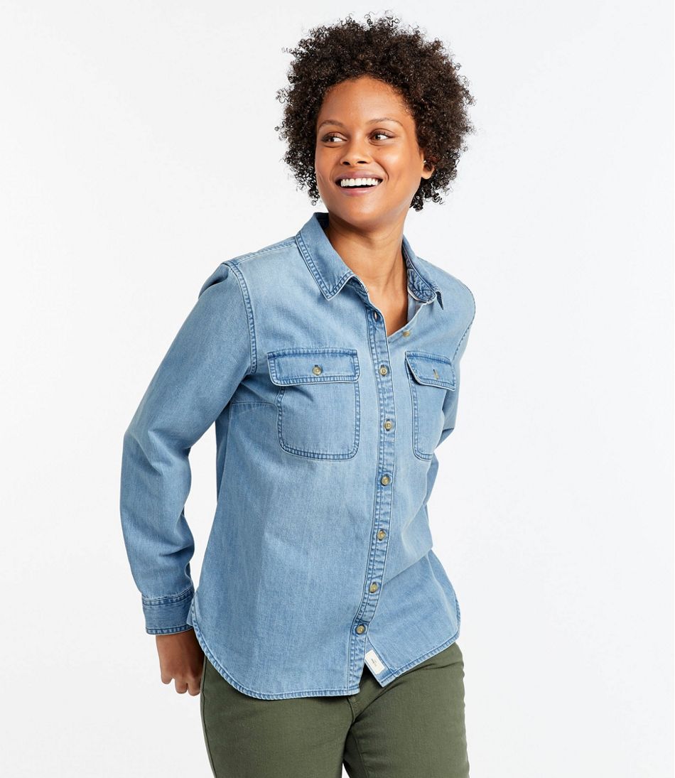 Women's L.L. Bean Heritage Washed Denim Shirt, Long-Sleeve - Image 2