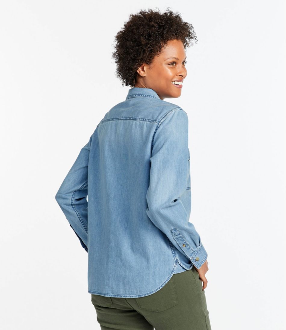 Women's L.L. Bean Heritage Washed Denim Shirt, Long-Sleeve - Image 3