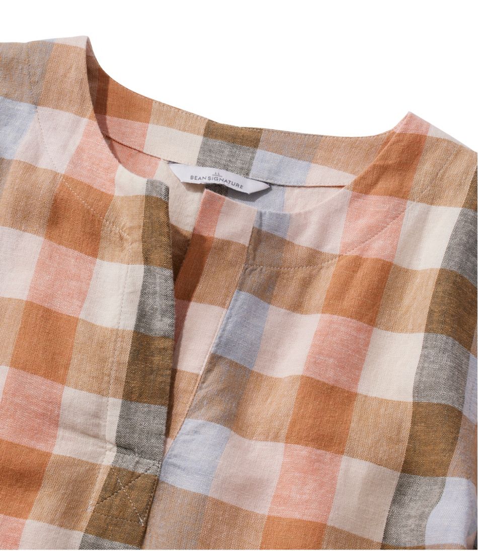 Women's Signature Linen-Blend Splitneck Shirt, Short-Sleeve - Image 4