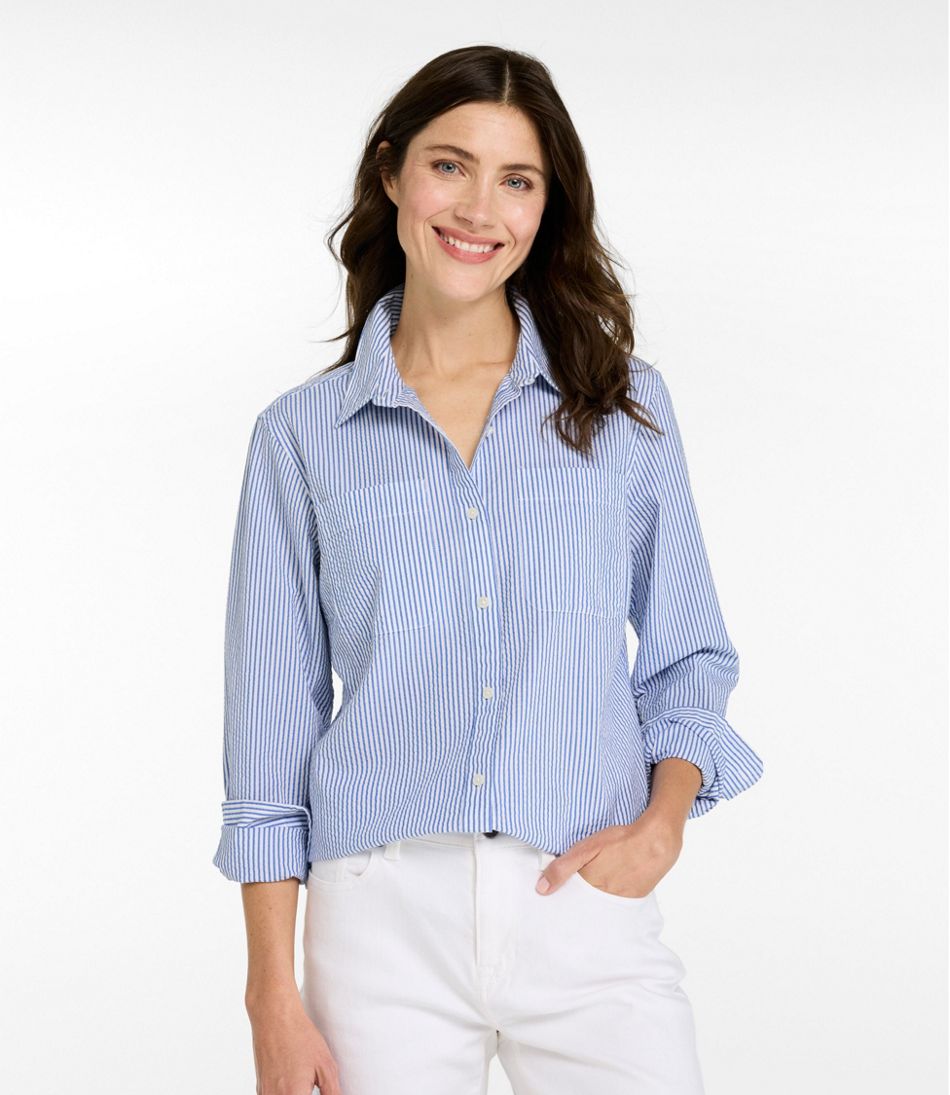 Women's Vacationland Seersucker Shirt, Long-Sleeve - Image 2