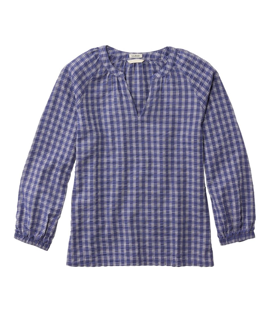 Women's Bean's Seacoast Seersucker Splitneck Shirt
