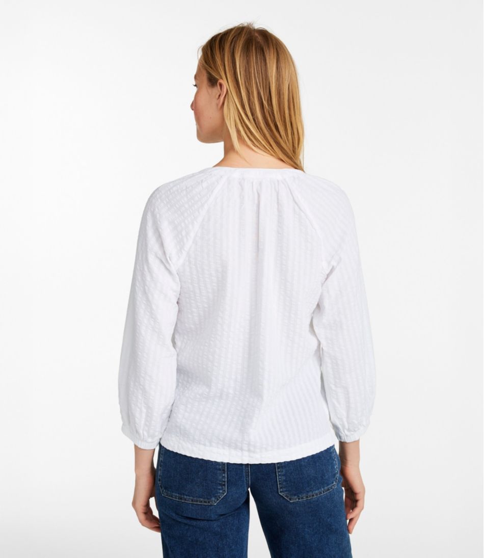 Women's Bean's Seacoast Seersucker Splitneck Shirt - Image 3