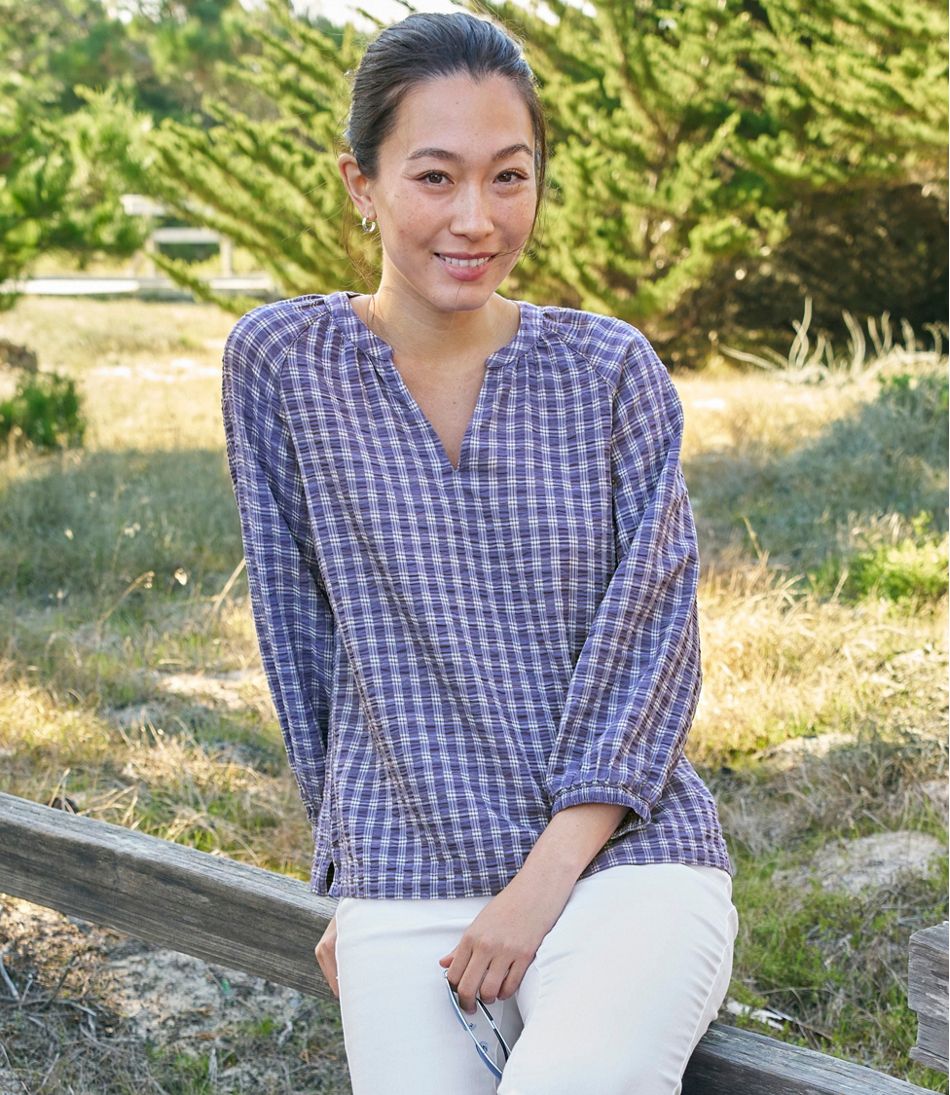 Women's Bean's Seacoast Seersucker Splitneck Shirt - Image 7