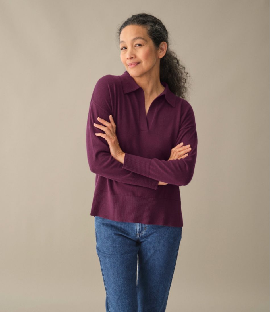 Women's Cotton/Cashmere Sweater, Polo - Image 7
