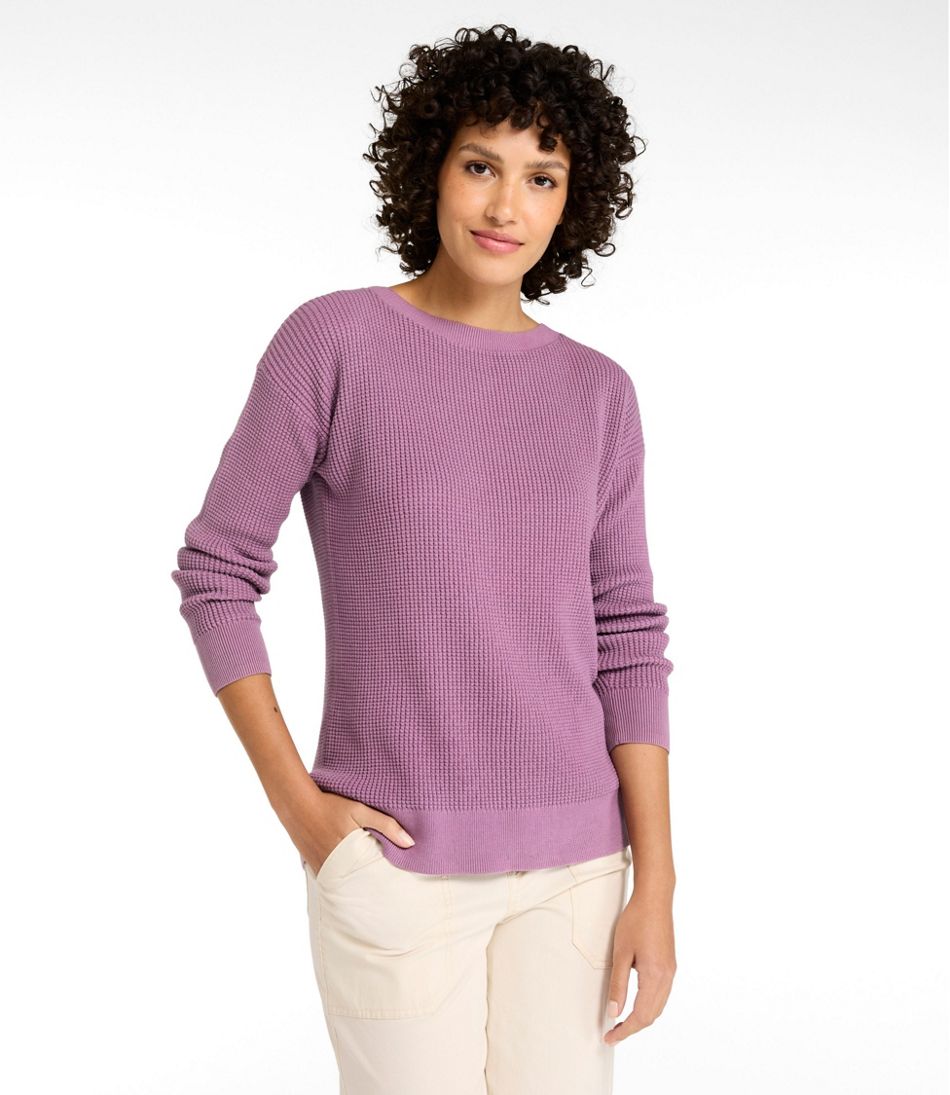 Women's Sunwashed Waffle Sweater, Pullover - Image 2