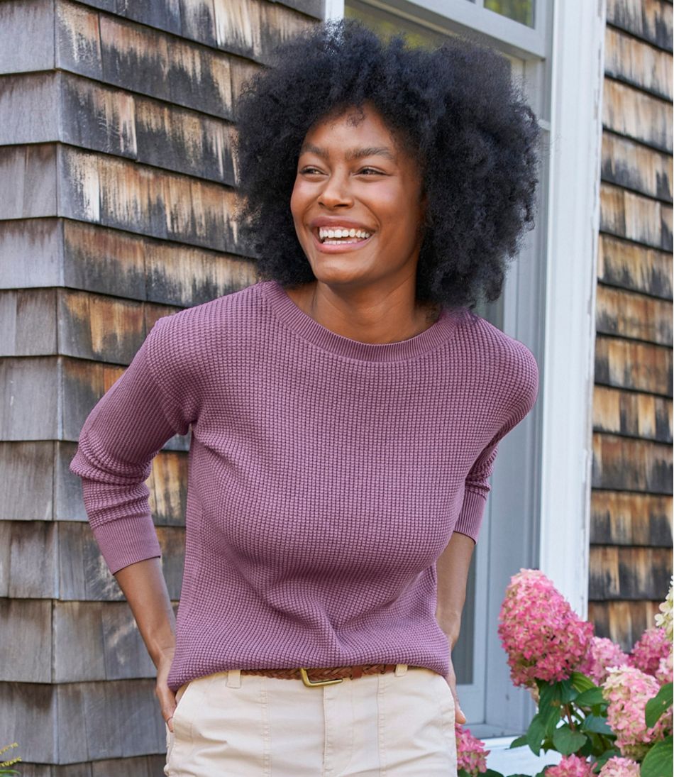 Women's Sunwashed Waffle Sweater, Pullover - Image 6