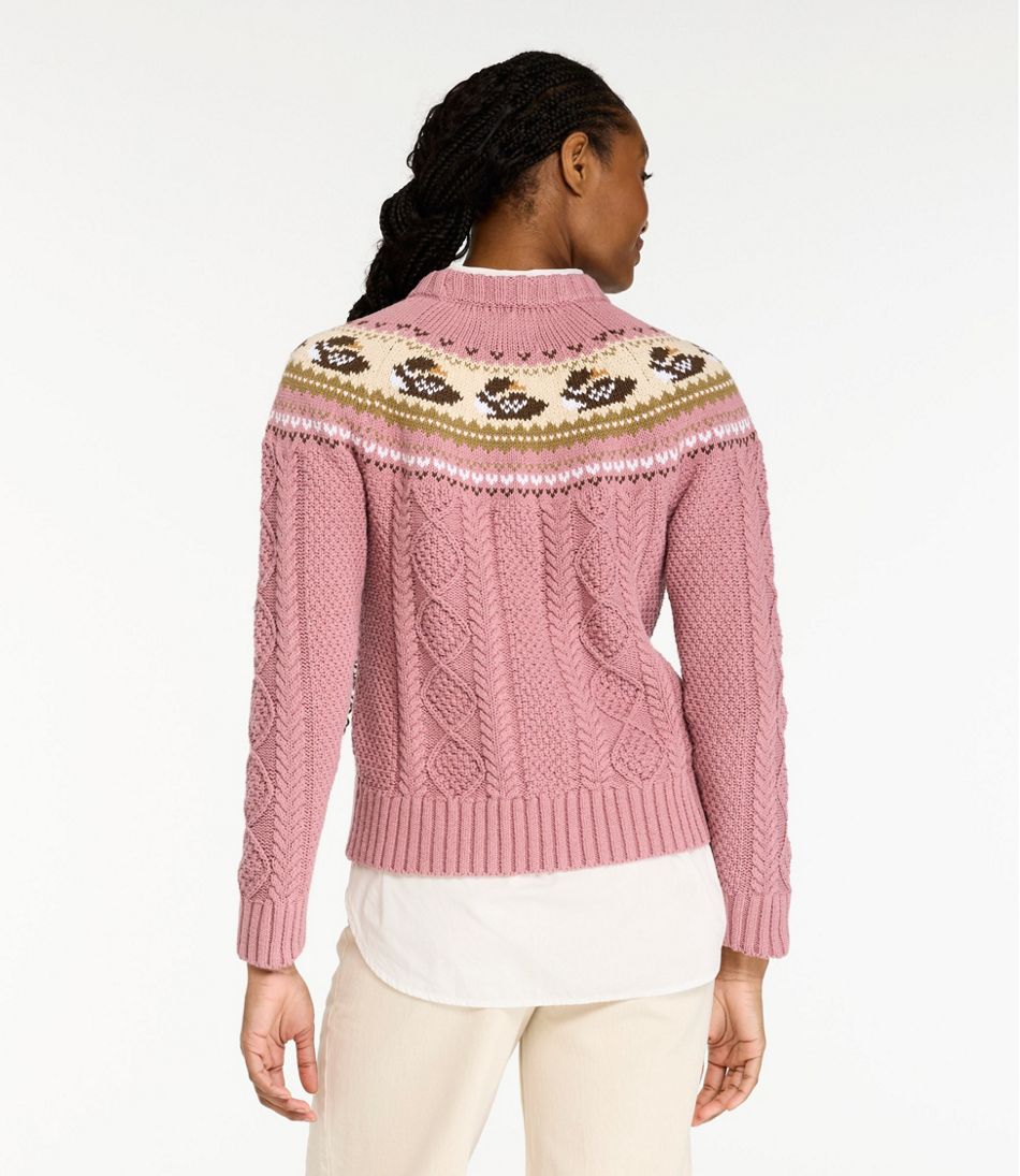 Women's Signature Cotton Fisherman Sweater, Crewneck Novelty - Image 3