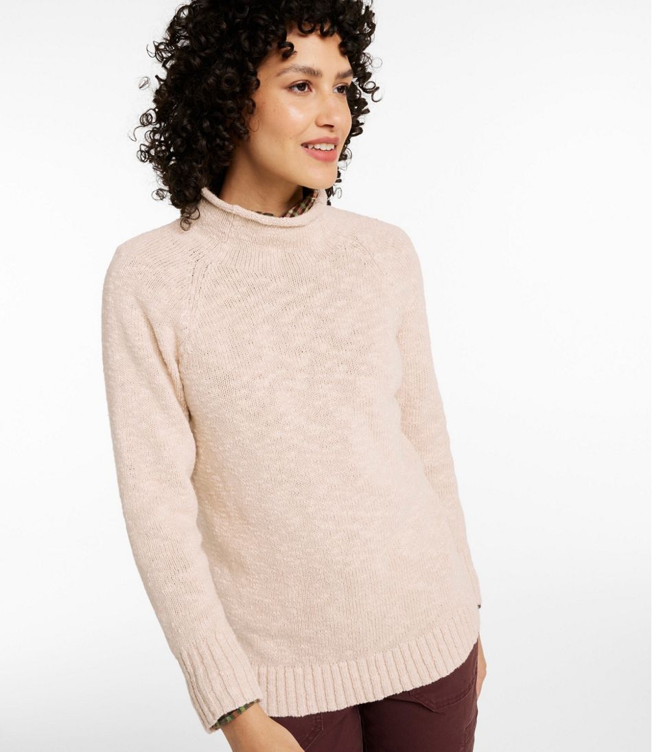 Women's Cotton Ragg Sweater, Funnelneck Pullover - Image 2