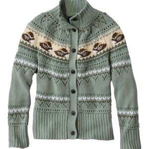 Women's Signature Cotton Fisherman Sweater, Short Cardigan Fair Isle
